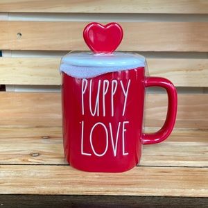 Rae Dunn PUPPY LOVE Mug with lid *VALENTINES DAY GIFT!"